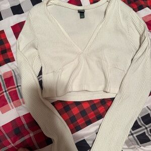 Wild Fable Cream Ribbed Crop Top